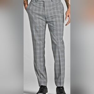 Calvin Klein Men's Gray Plaid Suit Pants